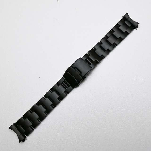 Pasek ze stali nierdzewnej z zakrzywionym końcem do zegarka SKX009 20mm 22mm, z krotnym zapięciem na klamrę - srebrny/czarny, tiseiko sot - Wianko - 3