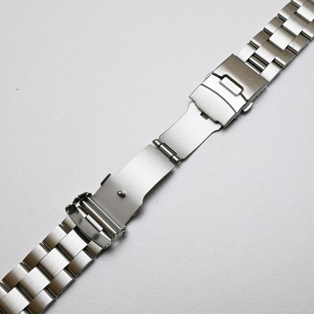 Pasek ze stali nierdzewnej z zakrzywionym końcem do zegarka SKX009 20mm 22mm, z krotnym zapięciem na klamrę - srebrny/czarny, tiseiko sot - Wianko - 20