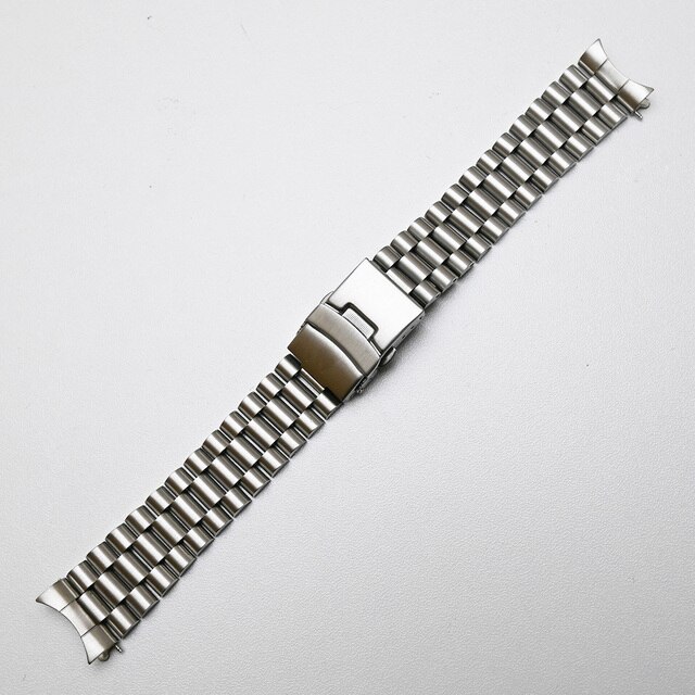 Pasek ze stali nierdzewnej z zakrzywionym końcem do zegarka SKX009 20mm 22mm, z krotnym zapięciem na klamrę - srebrny/czarny, tiseiko sot - Wianko - 15