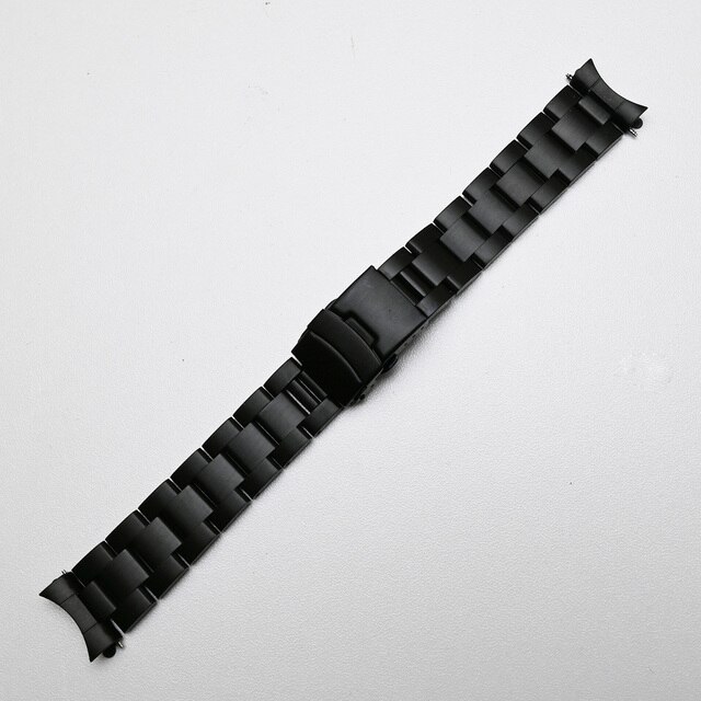 Pasek ze stali nierdzewnej z zakrzywionym końcem do zegarka SKX009 20mm 22mm, z krotnym zapięciem na klamrę - srebrny/czarny, tiseiko sot - Wianko - 13