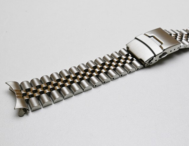 Pasek ze stali nierdzewnej z zakrzywionym końcem do zegarka SKX009 20mm 22mm, z krotnym zapięciem na klamrę - srebrny/czarny, tiseiko sot - Wianko - 19