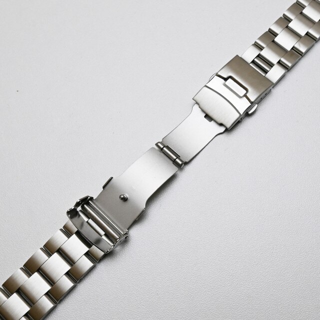 Pasek ze stali nierdzewnej z zakrzywionym końcem do zegarka SKX009 20mm 22mm, z krotnym zapięciem na klamrę - srebrny/czarny, tiseiko sot - Wianko - 10