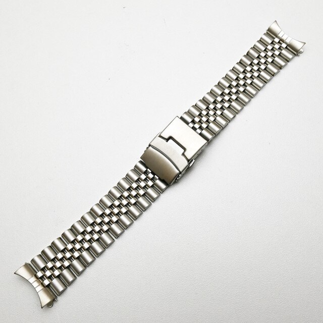 Pasek ze stali nierdzewnej z zakrzywionym końcem do zegarka SKX009 20mm 22mm, z krotnym zapięciem na klamrę - srebrny/czarny, tiseiko sot - Wianko - 7