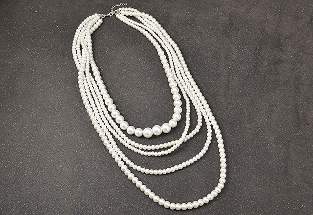 Naszyjnik ślubny UDDEIN wielowarstwowy z imitacją perły, handmade vintage z długim wisiorkiem - Wianko - 6