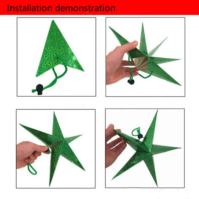 Rozmiar 4: papierowa latarnia w kształcie trójwymiarowej gwiazdy Laser Pentagra - urodziny, wiszące dekoracje do domu - Wianko - 5
