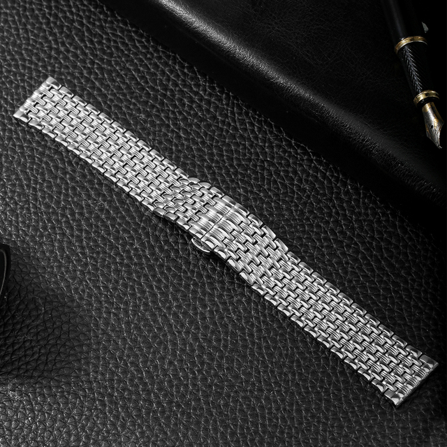 Zegarek ze stali nierdzewnej - srebrny, złoty pasek motyl klamra, 20/22mm - mężczyźni, kobiety - Wianko - 2