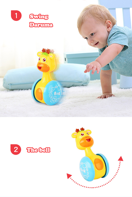 Zabawka edukacyjna Grzechotki żyrafa Tumbler z dzwonkiem i muzyką dla niemowląt - Wianko - 10