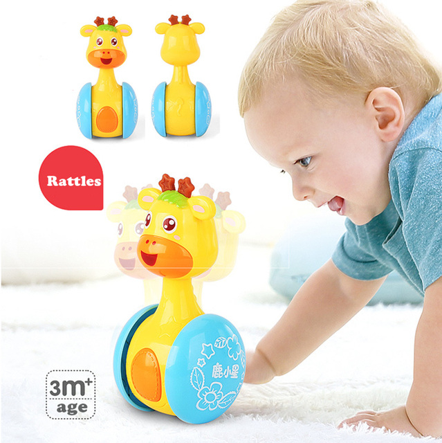Zabawka edukacyjna Grzechotki żyrafa Tumbler z dzwonkiem i muzyką dla niemowląt - Wianko - 13