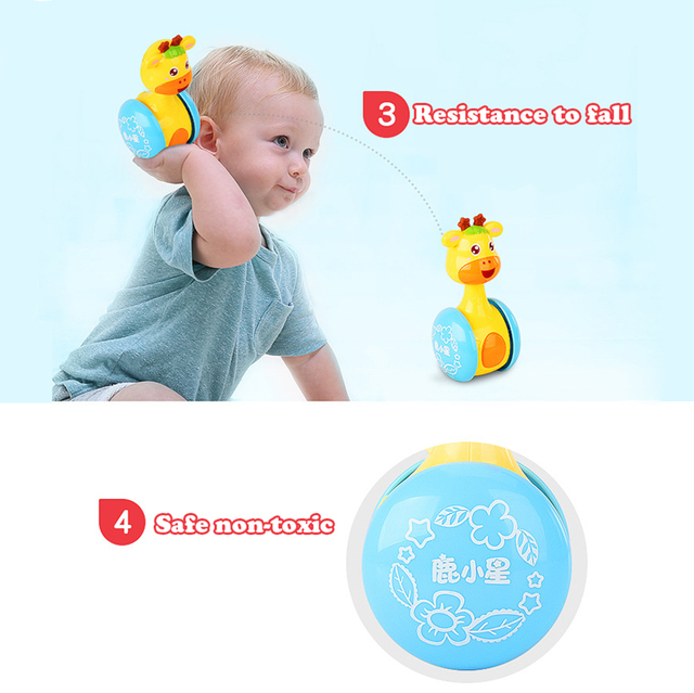 Zabawka edukacyjna Grzechotki żyrafa Tumbler z dzwonkiem i muzyką dla niemowląt - Wianko - 11