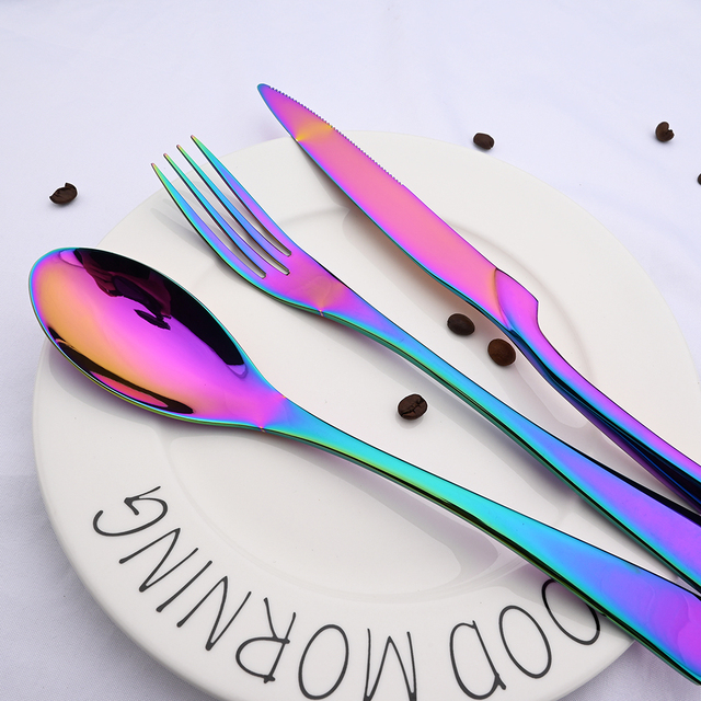 Zestaw obiadowy 4 szt. lustro Pc różowe złoto 304 ze stali nierdzewnej widelec obiadowy nóż łyżeczka deserów - Wianko - 7