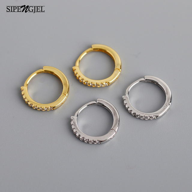 Geometryczne złote i srebrne kolczyki w kształcie kółek - małe dodatki biżuteryjne dla kobiet 2021 - Wianko - 5