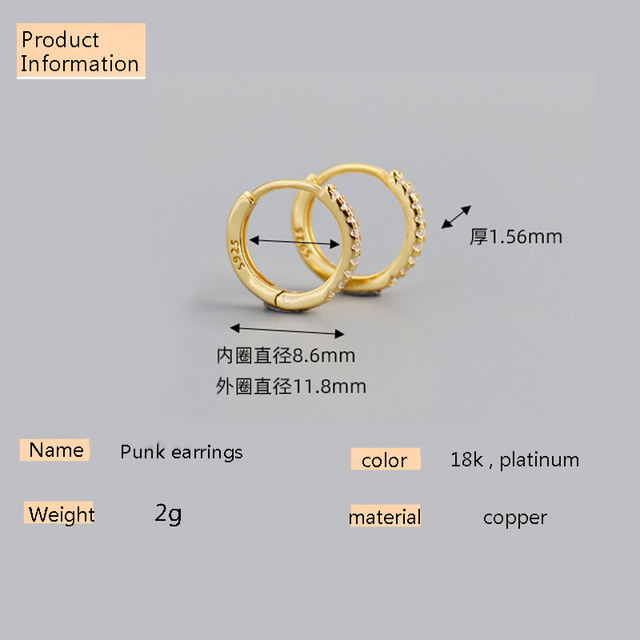 Geometryczne złote i srebrne kolczyki w kształcie kółek - małe dodatki biżuteryjne dla kobiet 2021 - Wianko - 4