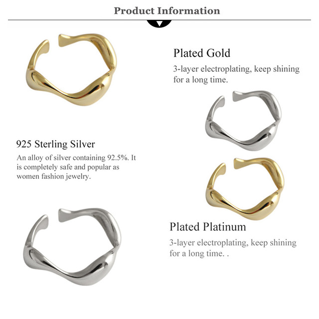 Pierścień geometryczny Resizable ANDYWEN z srebra 925 w złotym kolorze - Wianko - 2