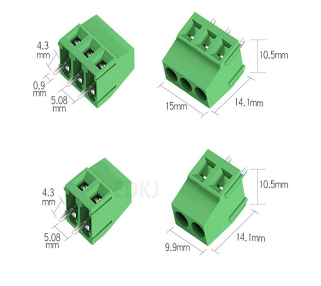5 sztuk łączówek PCB Terminal Block KF301-5.0-2P KF301-3P KF301-4P, kolor - dużo, pitch 5.0mm, śruba, prosto pin, złącze - Wianko - 1