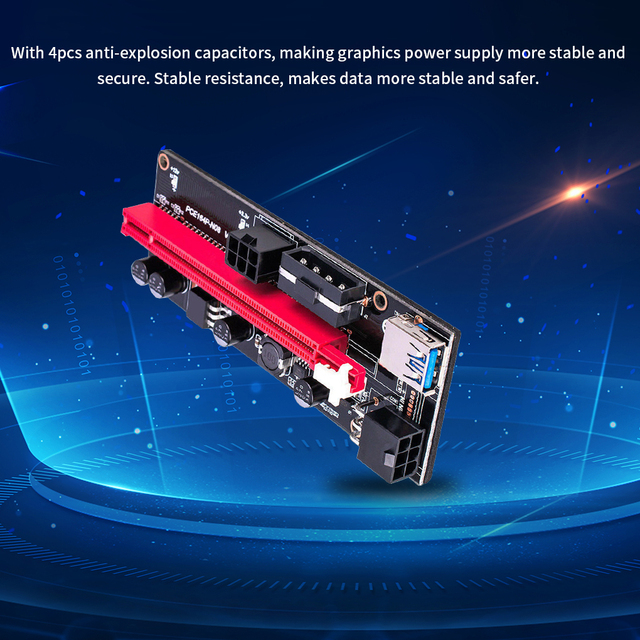 6 zestawów przejściówek PCI-E VER009S USB 3.0 - karta rozszerzenia 1X 4x 8x 16x, adapter zasilania SATA 15pin do kabla zasilającego 6-pin BTC ETH mining - Wianko - 16