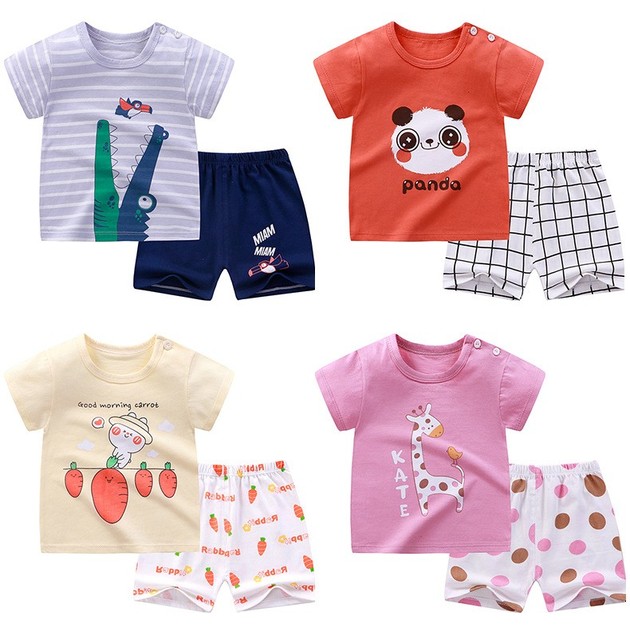 Garnitur dzieci 2021 - nowe letnie ubrania, zestaw bawełnianych krótkich rękawów i spodenek dla chłopców i dziewczynek - Wianko - 4