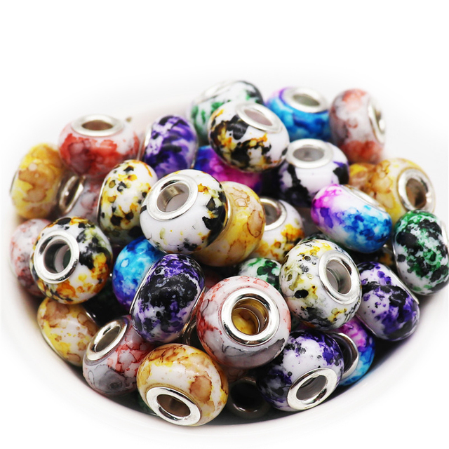 Koraliki z gliny polimerowej Big Hole Murano pastelowe 14MM - 10 sztuk - Wianko - 6