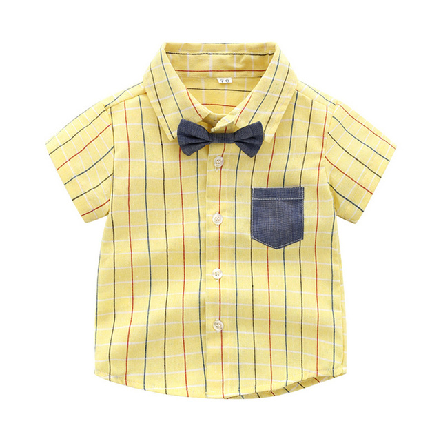Noworodkowy zestaw ubranek dla chłopców - pasiasta koszula z krótkimi rękawami i spodenki, 2 sztuki - Tem Doger 2019 lato - Wianko - 7