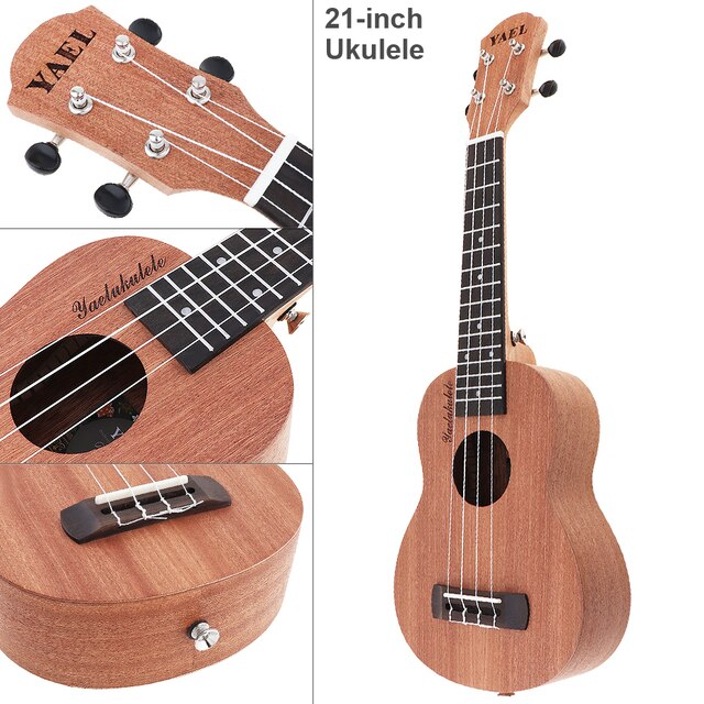 Koncertowe ukulele hawajskie z drewna mahoniowego - 21 Cal/23 Cal/26 Cal, 4 strunowa gitara, idealna na prezent na urodziny i Boże Narodzenie - Wianko - 1