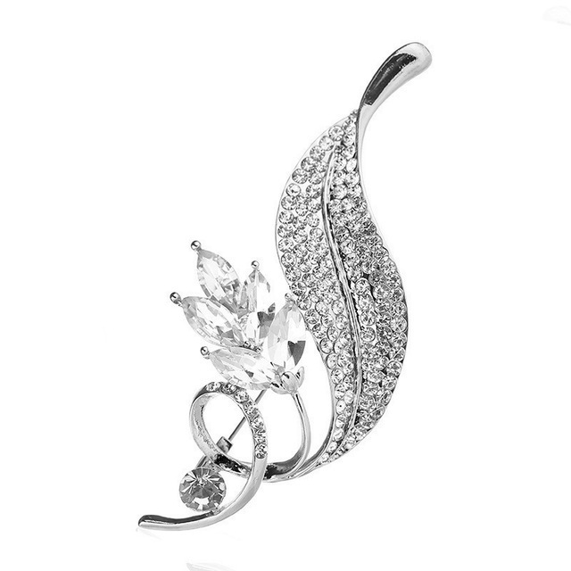 Kwiatowy kryształowy broszka Dainty dla kobiet - srebrny kolor - Wianko - 22