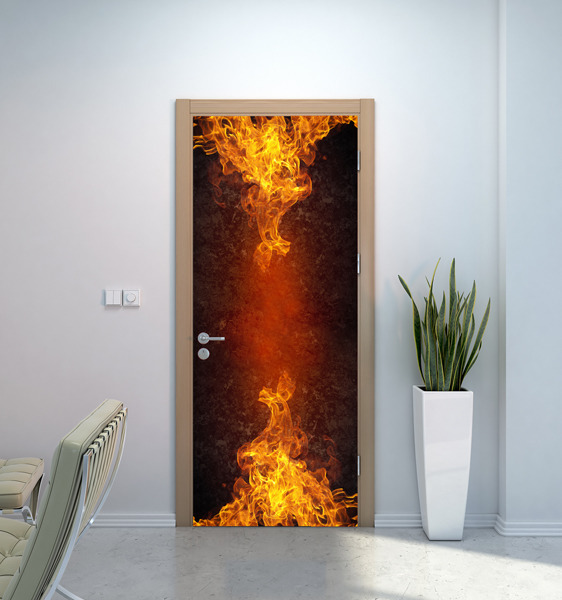 Abstrakcyjne ogień DIY 3D naklejki na drzwi - dekoracja kuchenna - Wianko - 1