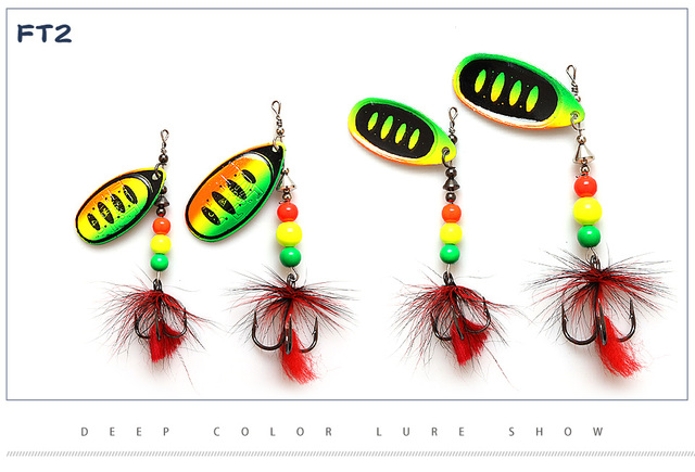 W.P.E Brand Spoon Lure 1 sztuka 4 #/5 # - przynęta spinowa do basu, mosiężna, z piórkami i hakami Treble Wobblers Tackle - Wianko - 6