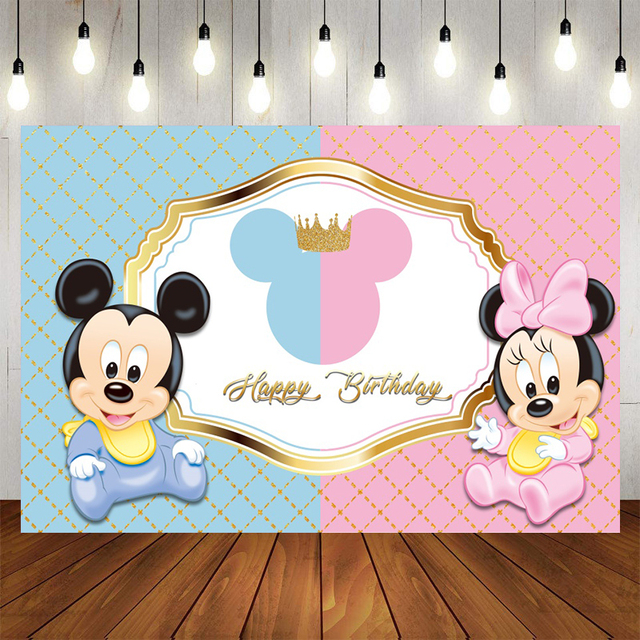 Niestandardowe tło dekoracyjne Disney Minnie Mickey Mouse dla dzieci - imprezowe dekoracje ścienne i urodzinowe - Wianko - 1