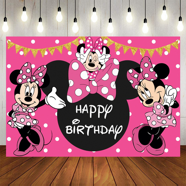 Niestandardowe tło dekoracyjne Disney Minnie Mickey Mouse dla dzieci - imprezowe dekoracje ścienne i urodzinowe - Wianko - 18