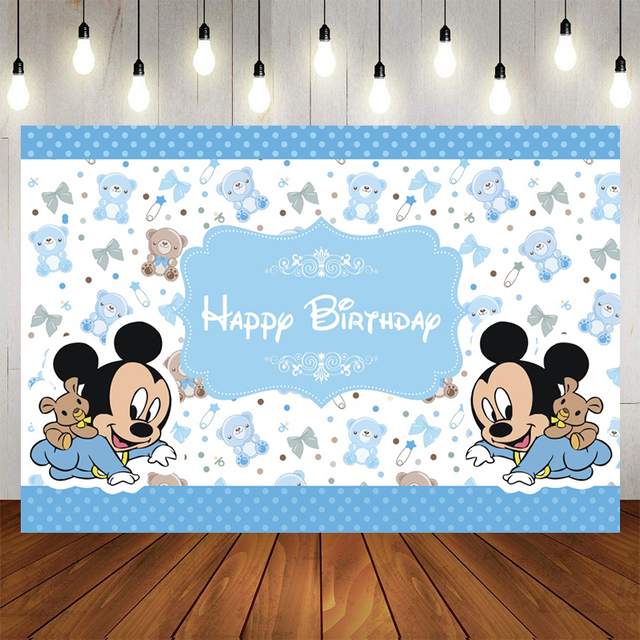 Niestandardowe tło dekoracyjne Disney Minnie Mickey Mouse dla dzieci - imprezowe dekoracje ścienne i urodzinowe - Wianko - 3