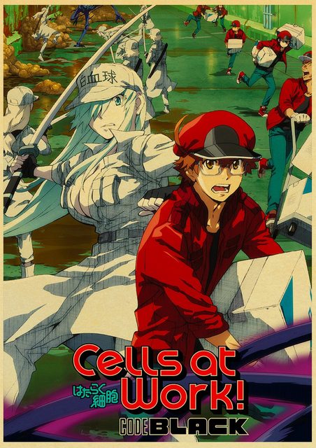 Plakat Retro Anime komórki w pracy - ścienka salonu i sypialni - Wianko - 8