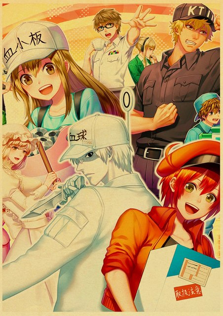 Plakat Retro Anime komórki w pracy - ścienka salonu i sypialni - Wianko - 13