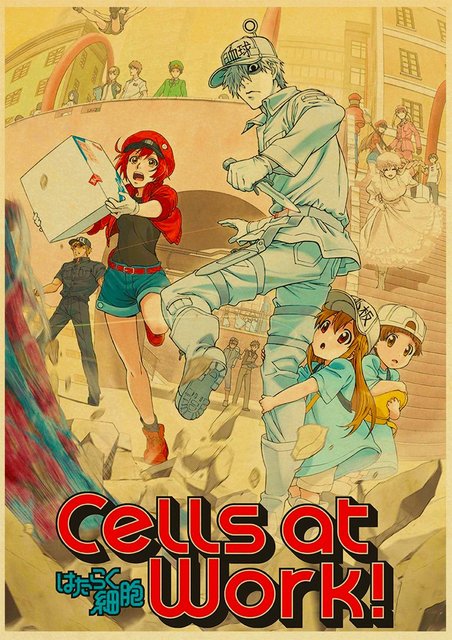 Plakat Retro Anime komórki w pracy - ścienka salonu i sypialni - Wianko - 10