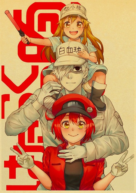 Plakat Retro Anime komórki w pracy - ścienka salonu i sypialni - Wianko - 14
