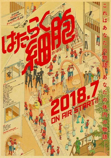 Plakat Retro Anime komórki w pracy - ścienka salonu i sypialni - Wianko - 11