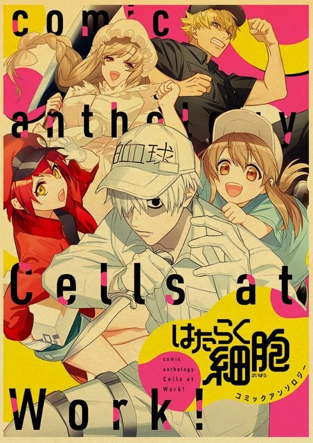Plakat Retro Anime komórki w pracy - ścienka salonu i sypialni - Wianko - 37