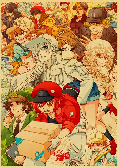 Plakat Retro Anime komórki w pracy - ścienka salonu i sypialni - Wianko - 38