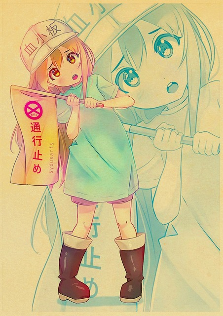 Plakat Retro Anime komórki w pracy - ścienka salonu i sypialni - Wianko - 34