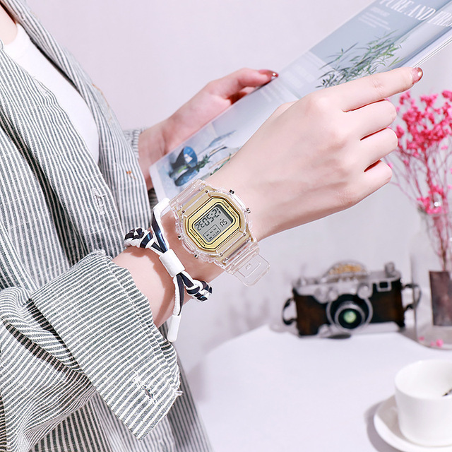 Cyfrowy zegarek na rękę moda Sport LED wodoodporny przezroczysty dla kobiet - Wianko - 21