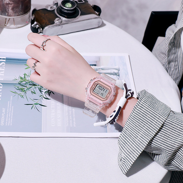 Cyfrowy zegarek na rękę moda Sport LED wodoodporny przezroczysty dla kobiet - Wianko - 27