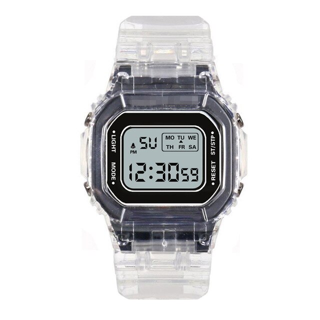 Cyfrowy zegarek na rękę moda Sport LED wodoodporny przezroczysty dla kobiet - Wianko - 3