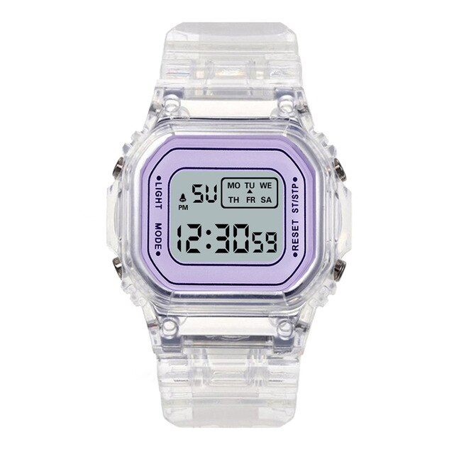 Cyfrowy zegarek na rękę moda Sport LED wodoodporny przezroczysty dla kobiet - Wianko - 8