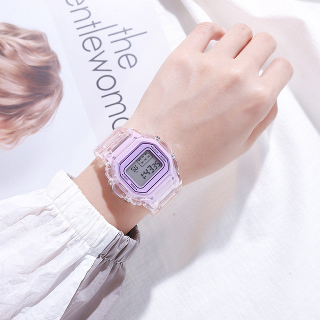 Cyfrowy zegarek na rękę moda Sport LED wodoodporny przezroczysty dla kobiet - Wianko - 11