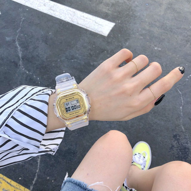Cyfrowy zegarek na rękę moda Sport LED wodoodporny przezroczysty dla kobiet - Wianko - 19