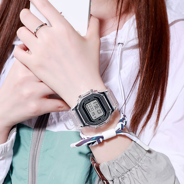 Cyfrowy zegarek na rękę moda Sport LED wodoodporny przezroczysty dla kobiet - Wianko - 6