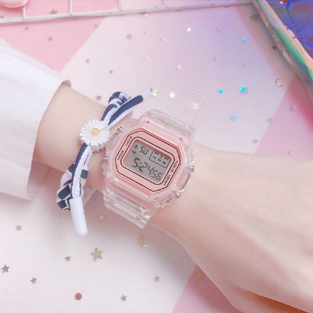 Cyfrowy zegarek na rękę moda Sport LED wodoodporny przezroczysty dla kobiet - Wianko - 25