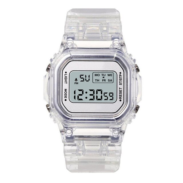 Cyfrowy zegarek na rękę moda Sport LED wodoodporny przezroczysty dla kobiet - Wianko - 12