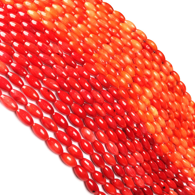 Koralik ekskluzywny DIY - Biżuteria owalny koral pomarańczowy czerwony, rozmiar 4x8mm - Wianko - 1