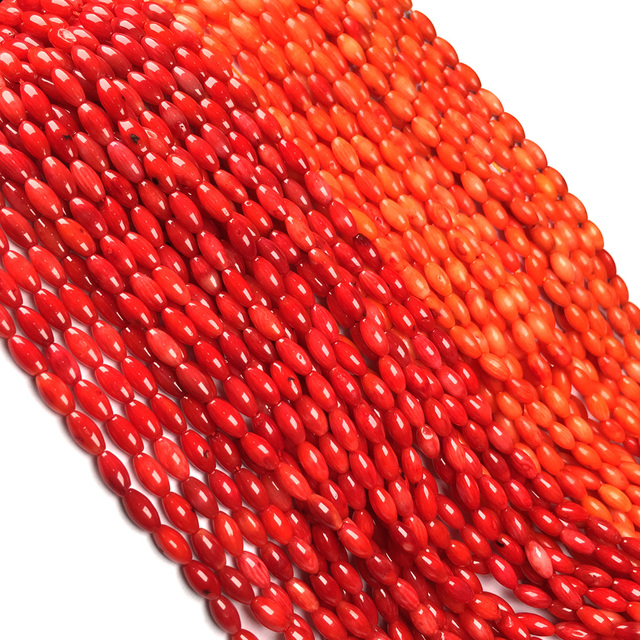 Koralik ekskluzywny DIY - Biżuteria owalny koral pomarańczowy czerwony, rozmiar 4x8mm - Wianko - 4