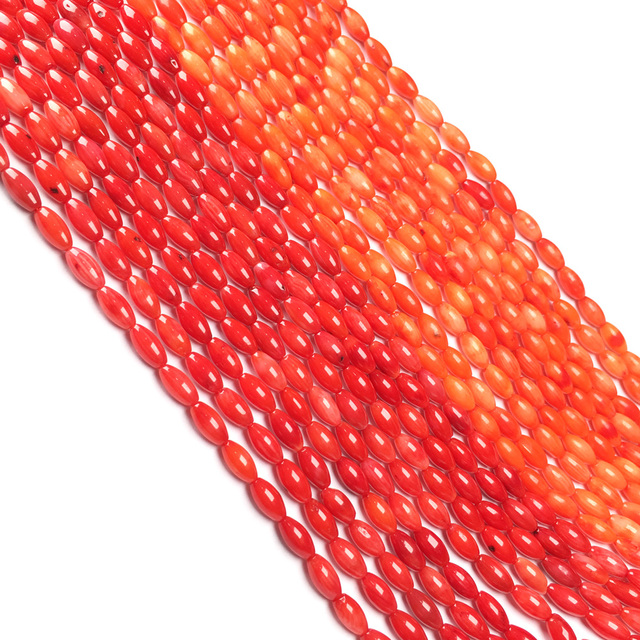 Koralik ekskluzywny DIY - Biżuteria owalny koral pomarańczowy czerwony, rozmiar 4x8mm - Wianko - 2