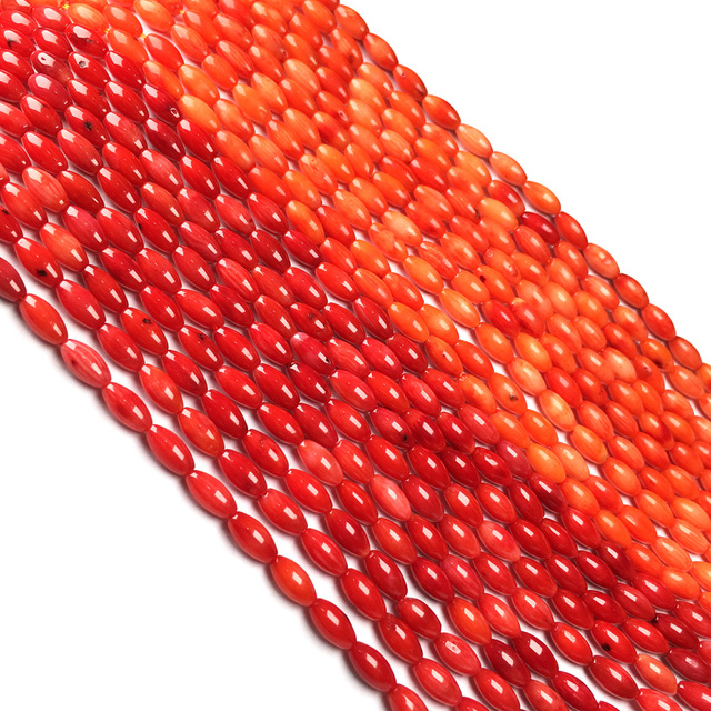 Koralik ekskluzywny DIY - Biżuteria owalny koral pomarańczowy czerwony, rozmiar 4x8mm - Wianko - 3